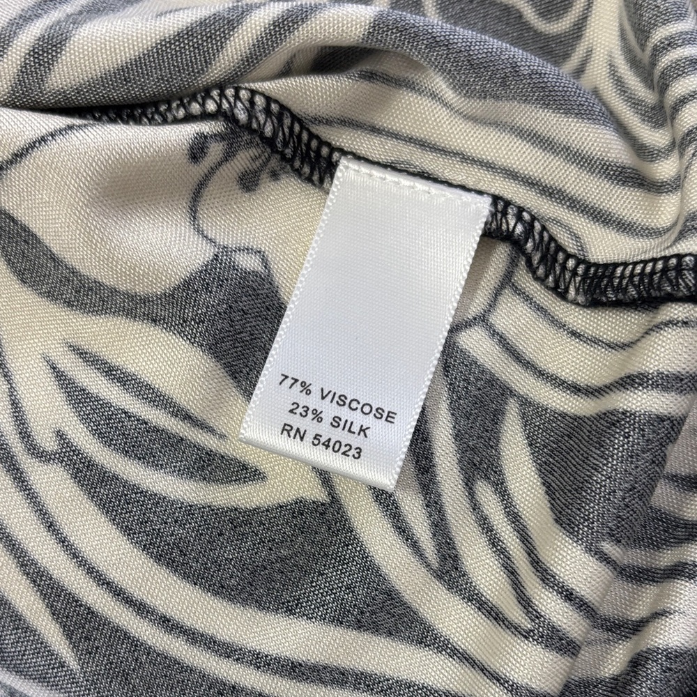Banana Republic Long Sleeve Floral Black & White Silk Blend Dress Size Petite S - Picture 4 of 12